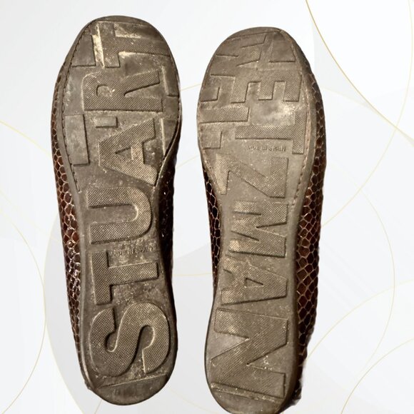 Stuart Weitzman Croc Embossed Patent Leather Loafers Brown - Picture 7 of 7